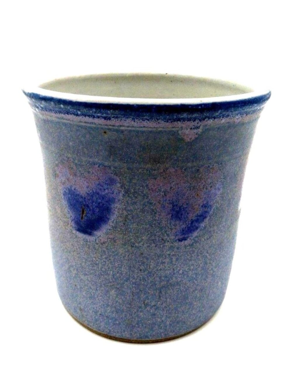 Catskills Pottery Vase Cup Pink Heart on Purple Blue Vintage Artisan Made JAC4